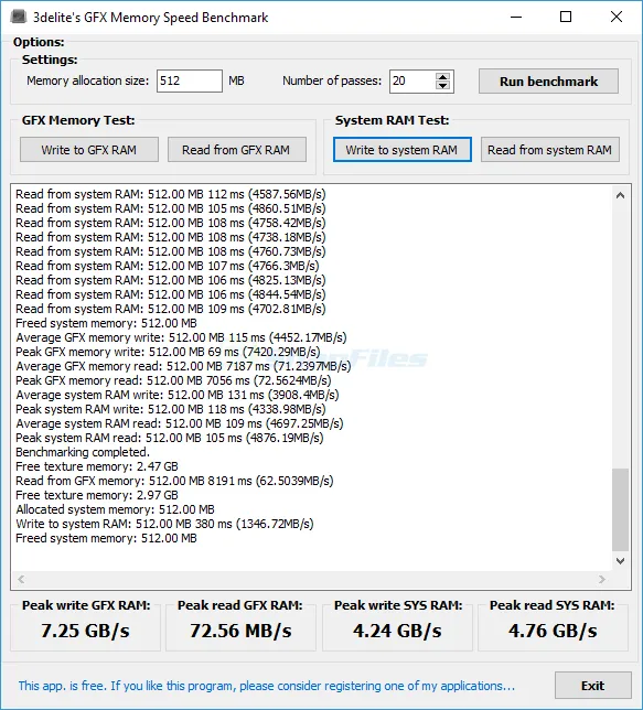 GFX Memory Speed Benchmark ภาพหน้าจอ 1