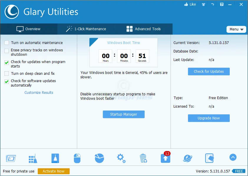 Glary Utilities Free ภาพหน้าจอ 1