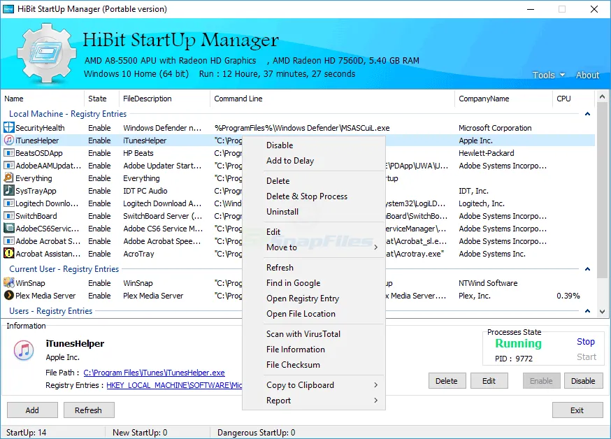 HiBit Startup Manager ภาพหน้าจอ 1