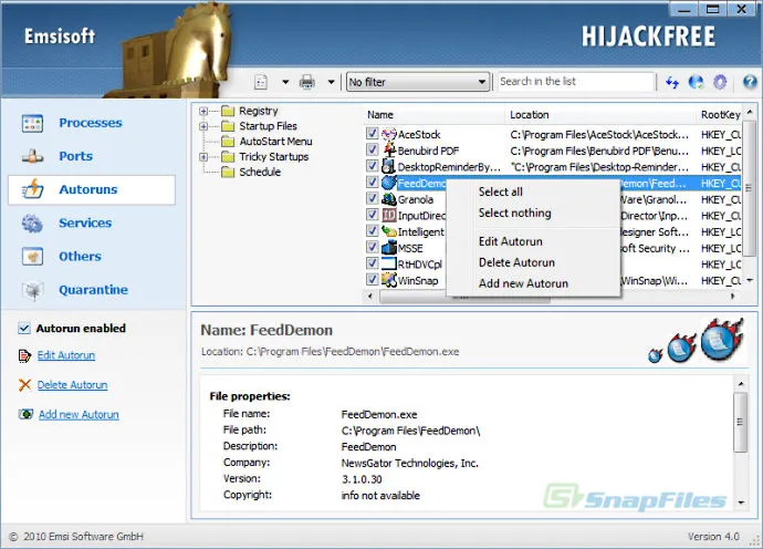 Emsisoft HiJackFree ภาพหน้าจอ 2