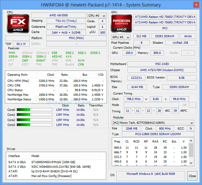 HWiNFO ภาพหน้าจอ 2