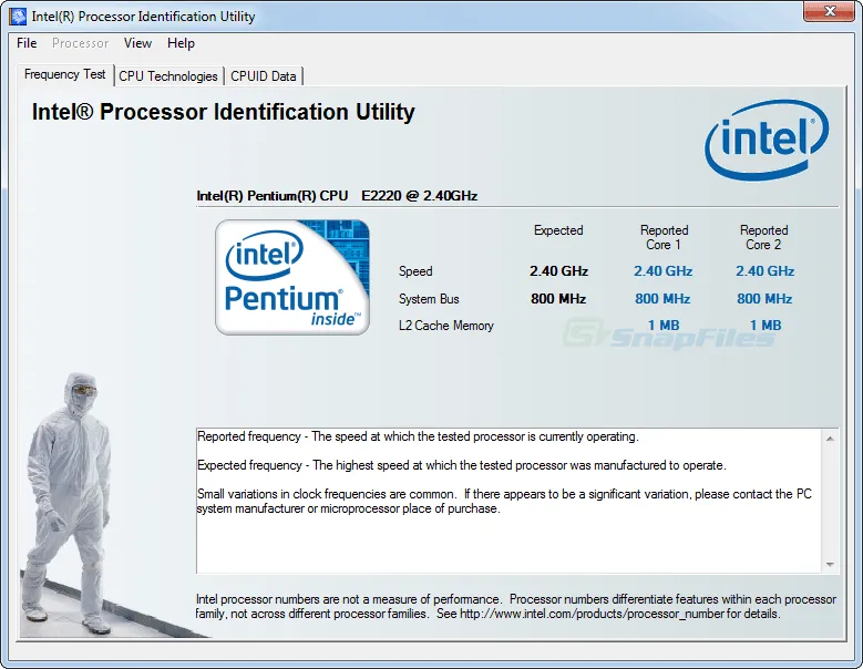 Intel Processor Identification Utility ภาพหน้าจอ 1