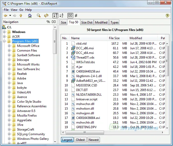 JDiskReport ภาพหน้าจอ 2