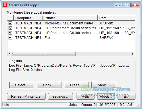 Karens Print Logger ภาพหน้าจอ 1