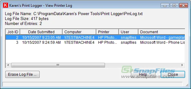 Karens Print Logger ภาพหน้าจอ 2