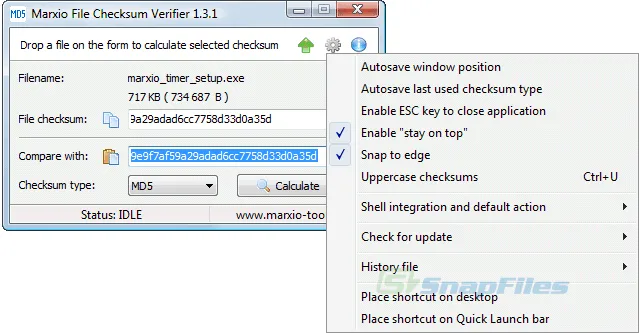 Marxio File Checksum Verifier ภาพหน้าจอ 2