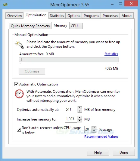 MemOptimizer ภาพหน้าจอ 2