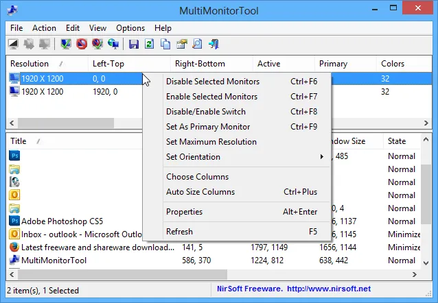 MultiMonitorTool ภาพหน้าจอ 1