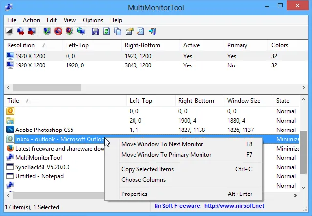 MultiMonitorTool ภาพหน้าจอ 2