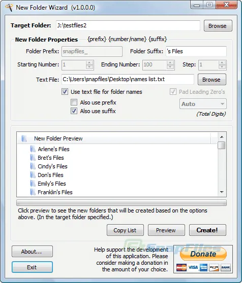 New Folder Wizard ภาพหน้าจอ 2