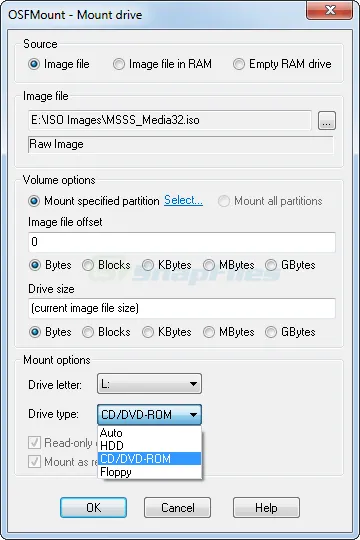 OSFMount ภาพหน้าจอ 2