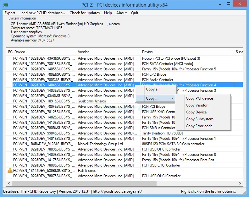 PCI-Z ภาพหน้าจอ 1