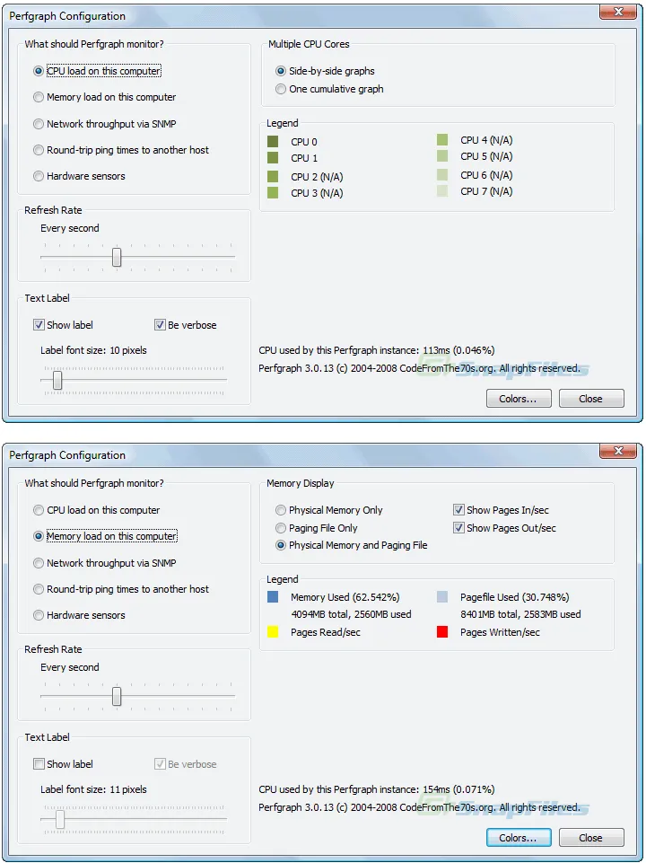 Perfgraph ภาพหน้าจอ 2