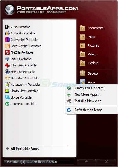 PortableApps.com Platform ภาพหน้าจอ 1