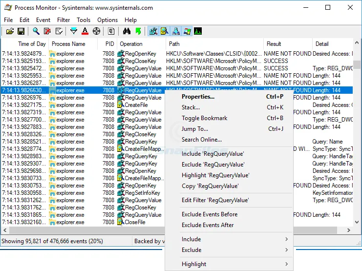 Process Monitor ภาพหน้าจอ 1