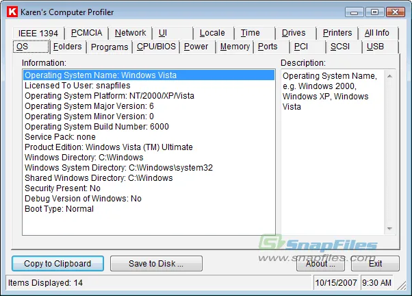 Karens Computer Profiler ภาพหน้าจอ 1