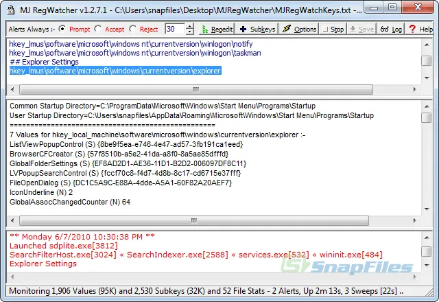 MJ Registry Watcher ภาพหน้าจอ 1