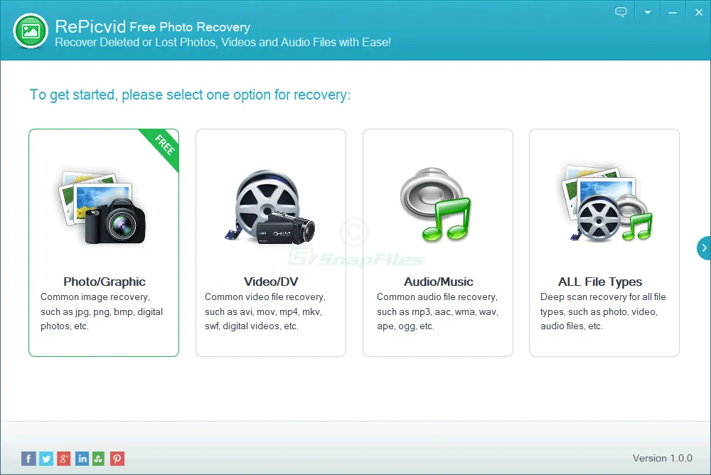 RePicvid Photo Recovery ภาพหน้าจอ 1