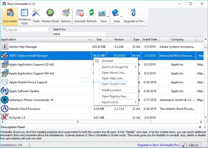Revo Uninstaller ภาพหน้าจอ 1