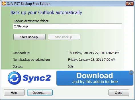 Safe PST Backup (Free Edition) ภาพหน้าจอ 1