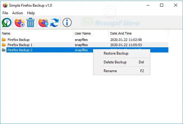 Simple Firefox Backup ภาพหน้าจอ 1