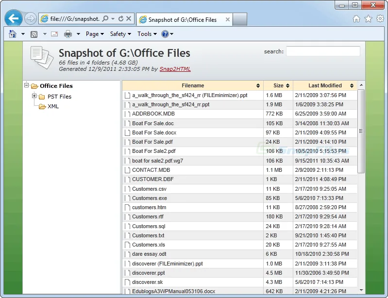 Snap2HTML ภาพหน้าจอ 1