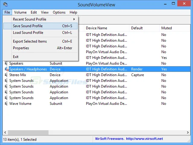 SoundVolumeView ภาพหน้าจอ 2