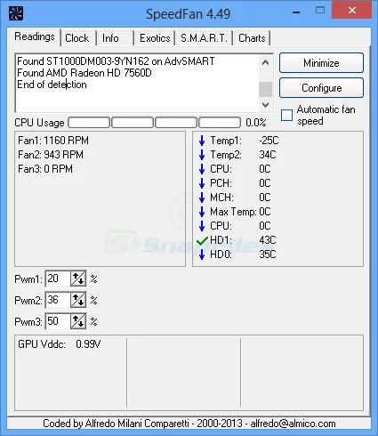 SpeedFan ภาพหน้าจอ 1