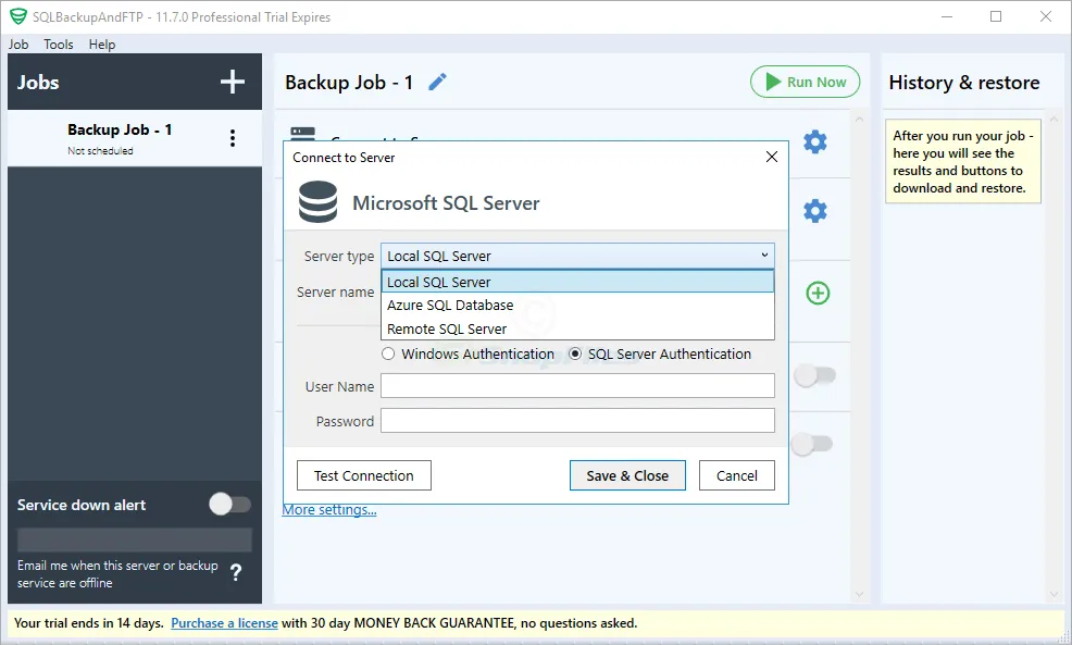 SQLBackupAndFTP Free ภาพหน้าจอ 2