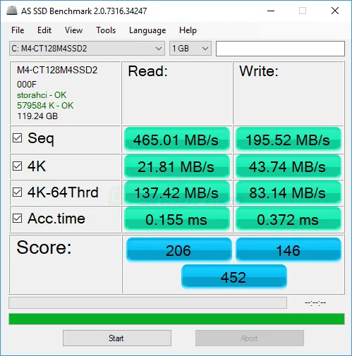 AS SSD Benchmark ภาพหน้าจอ 1