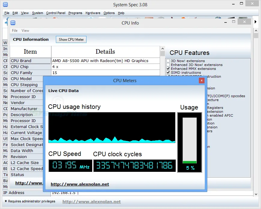 System Spec ภาพหน้าจอ 2