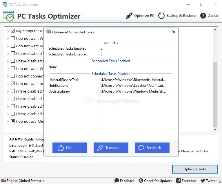 PC Tasks Optimizer ภาพหน้าจอ 2