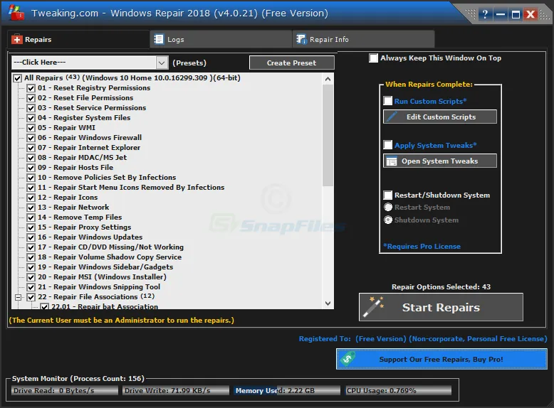 Tweaking.com Windows Repair ภาพหน้าจอ 1