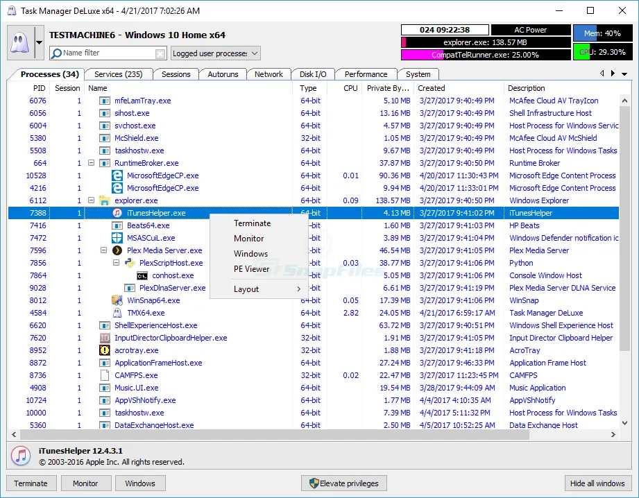 MiTeC Task Manager DeLuxe ภาพหน้าจอ 1