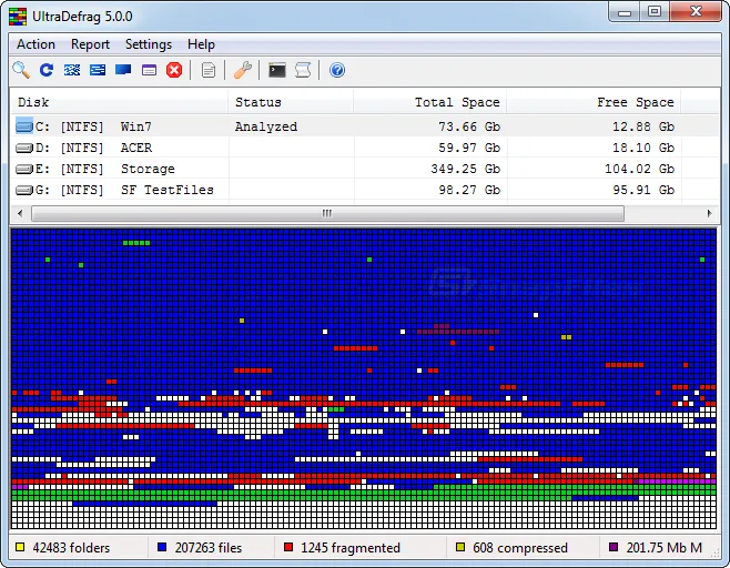 UltraDefrag ภาพหน้าจอ 1