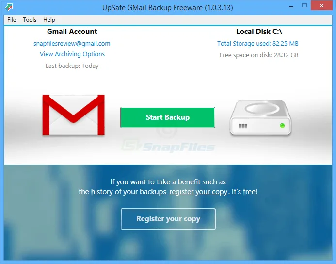 UpSafe Gmail Backup ภาพหน้าจอ 1