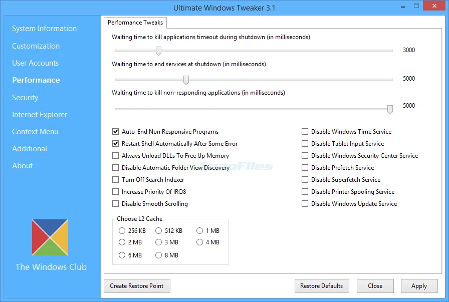 Ultimate Windows Tweaker (Windows 8) ภาพหน้าจอ 2