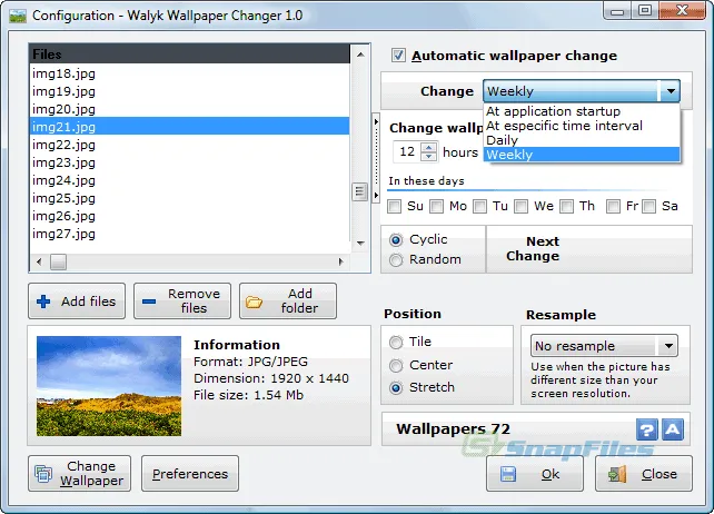 Walyk Wallpaper Changer ภาพหน้าจอ 1