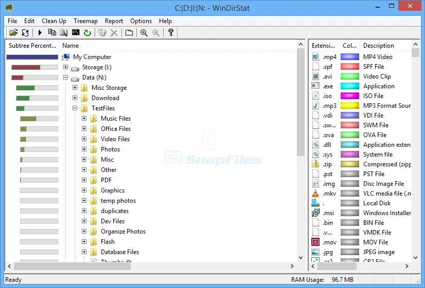 WinDirStat ภาพหน้าจอ 2