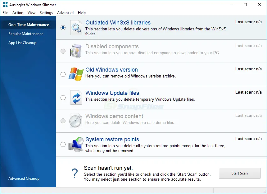 Auslogics Windows Slimmer ภาพหน้าจอ 1