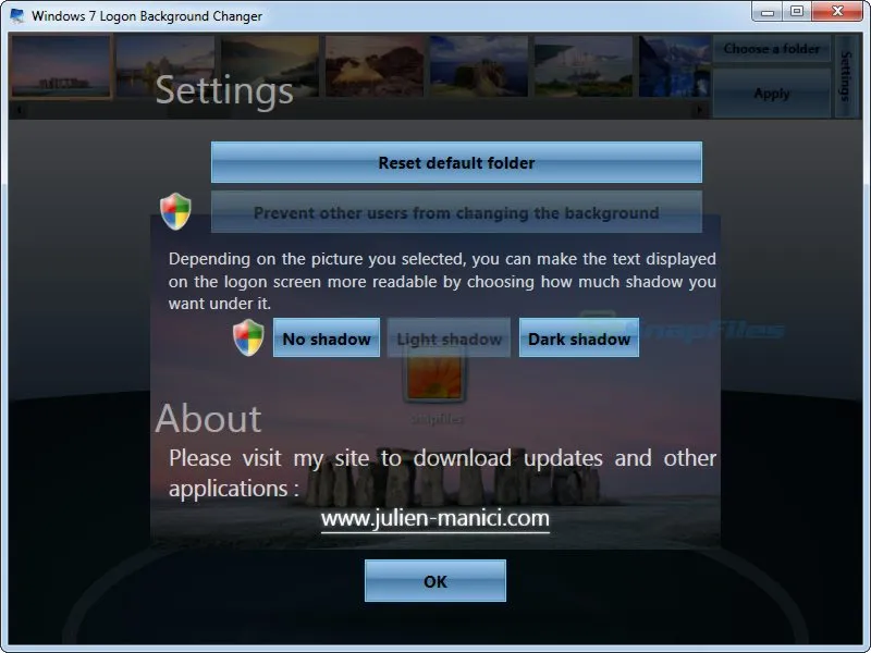 Windows 7 Logon Background Changer ภาพหน้าจอ 2