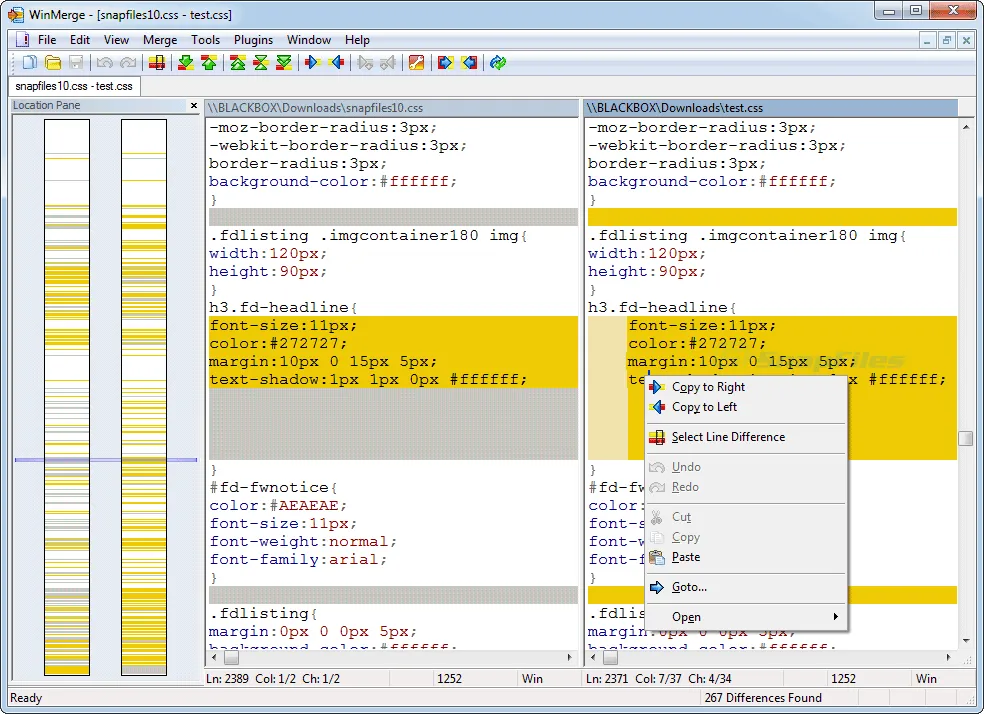 WinMerge ภาพหน้าจอ 1