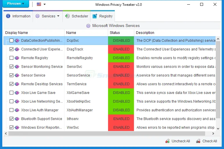 Windows Privacy Tweaker ภาพหน้าจอ 1