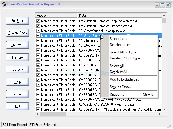 Free Window Registry Repair ภาพหน้าจอ 1