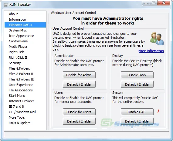 XdN Tweaker ภาพหน้าจอ 1