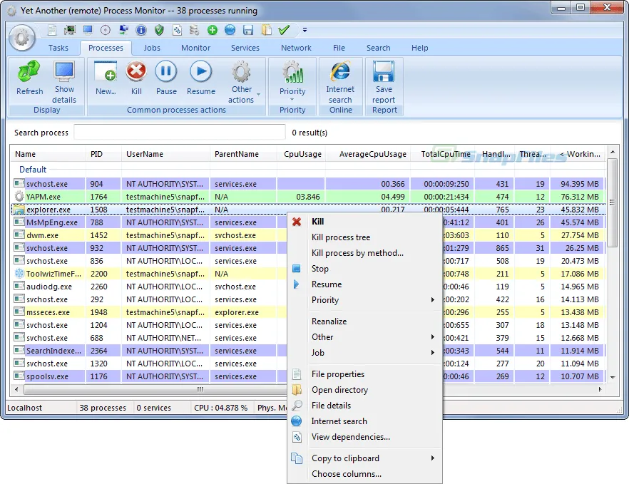 Yet Another Process Monitor ภาพหน้าจอ 1