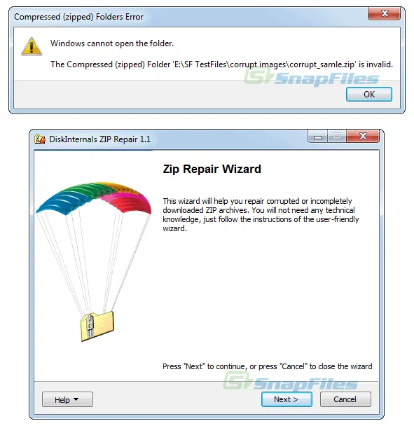 DiskInternals ZIP Repair ภาพหน้าจอ 1