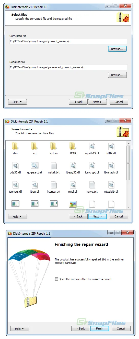 DiskInternals ZIP Repair ภาพหน้าจอ 2